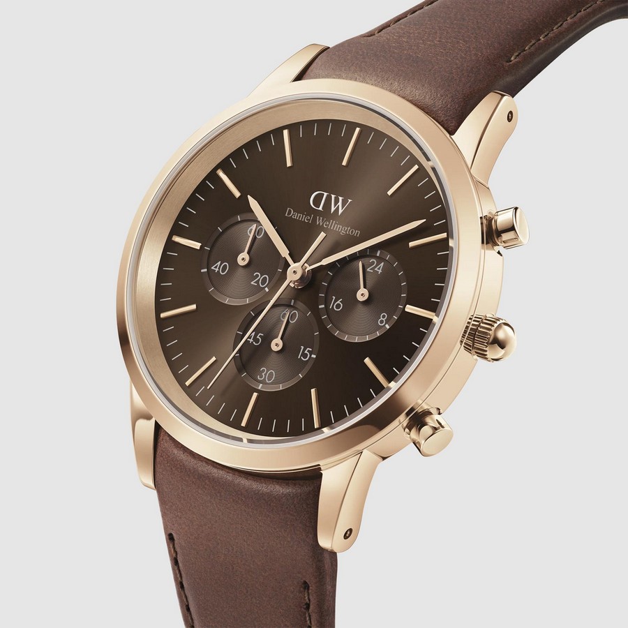 Đồng Hồ Dw Daniel Wallington Iconic Chronograph St Mawes Amber RG Nam Nâu